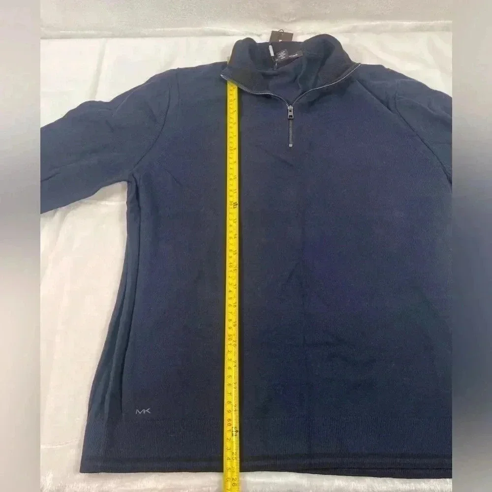 Michael Kors Men's 1/4 Zip Pullover Sweater Tipped Mock-Neck